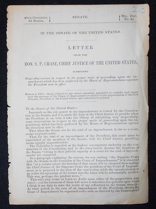 Item #009292 Letter From the Hon. S. P. Chase, Chief Justice of the United States, Submitting...