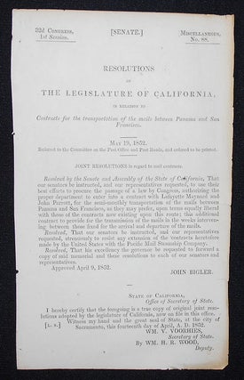 Item #009297 Resolutions of the Legislature of California, in Relation to Contracts for the...