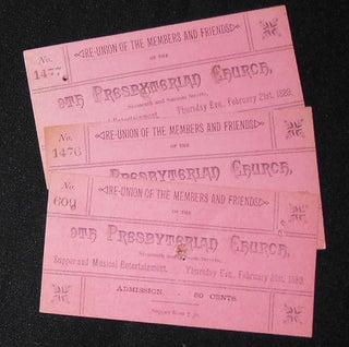 Item #009316 Tickets to the Supper and Musical Entertainment at the 9th Presbyterian Church [1889