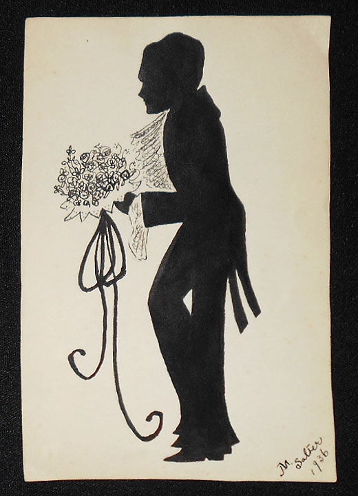 Item #009318 Silhouette of Man Holding Bouquet. J. U. Salter.