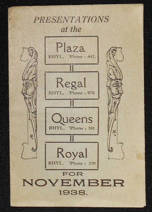 Item #009324 Presentations at the Plaza ... Regal ... Queens ... Royal ... for November 1938...