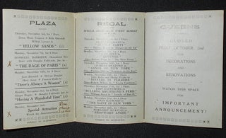 Presentations at the Plaza ... Regal ... Queens ... Royal ... for November 1938 [Movies to be shown at Theaters in Rhyl, Wales]