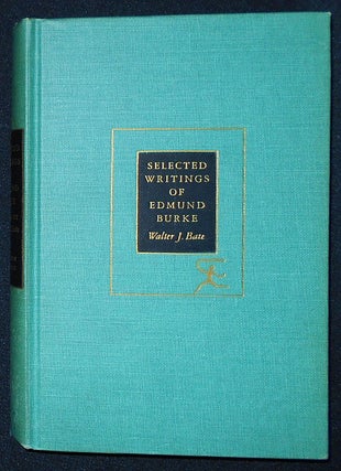 Item #009382 Edmund Burke: Selected Works; Edited by W. J. Bate. Edmund Burke