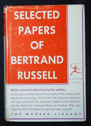 Item #009383 Selected Papers of Bertrand Russell; Selected and with a Special Introduction by...