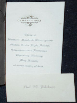 Class of Nineteen Hundred Twenty-two Milton Grove High School Commencement Exercises