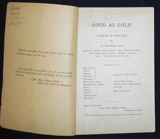Good As Gold: A Comedy in Four Acts by K. McDowell Rice
