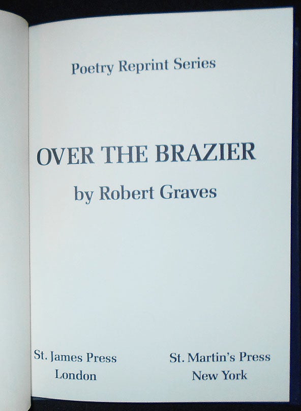 Item #009546 Over the Brazier. Robert Graves.