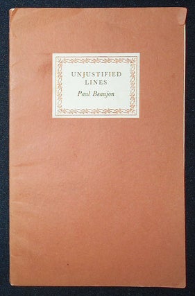 Item #009562 Unjustified Lines: A Volume of Rhymes About Printers and Their Ancestors by Paul...