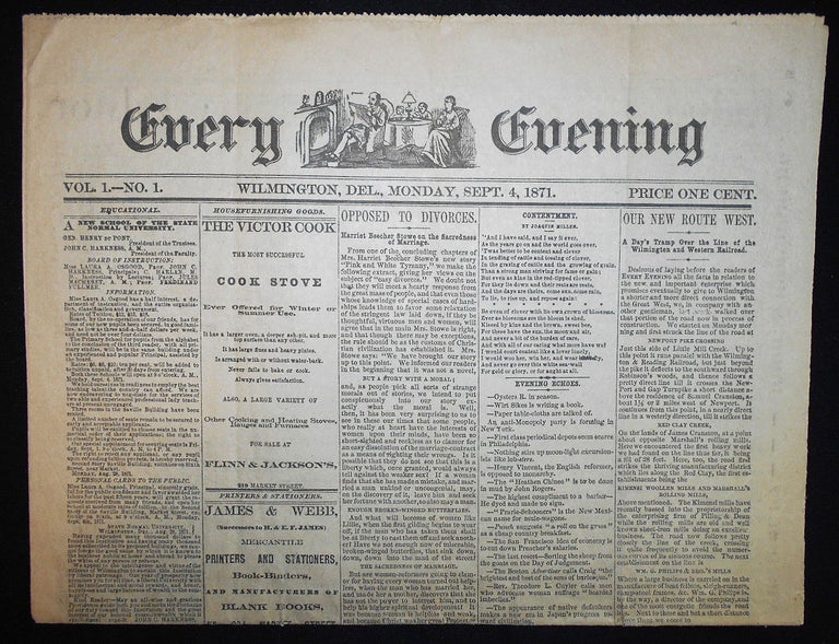 Item #009575 Every Evening -- Sept. 4, 1871 -- vol. 1, no. 1