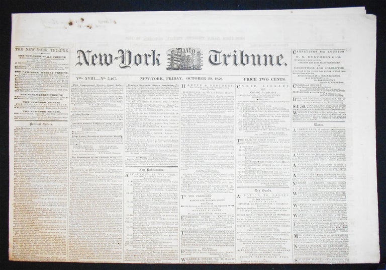 Item #009580 New-York Daily Tribune -- October 29, 1858