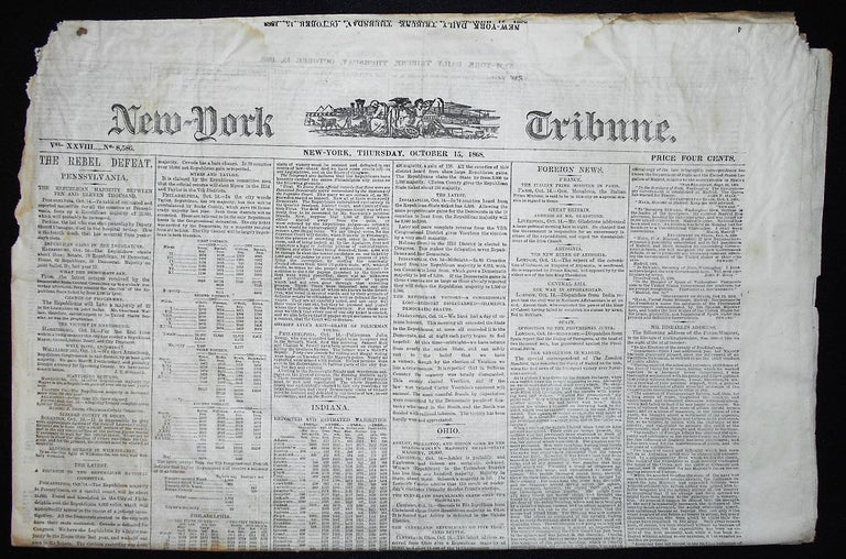 Item #009599 New-York Daily Tribune -- Oct. 15, 1868 [1868 Presidential Election -- Siballa, the Sorceress]. William Henry Peck.
