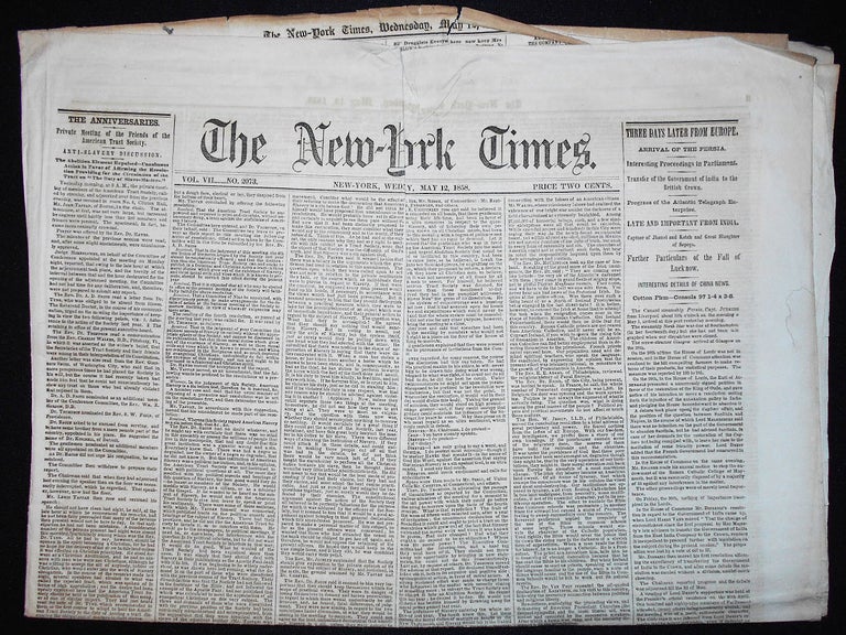Item #009602 New-York Time -- May 12, 1858 [The Duty of Slave-Masters]