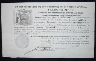 Item #009611 Justice of the Peace Commission for James Clements signed by Gov. Allen Trimble of...