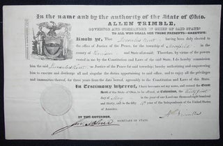 Item #009612 Justice of the Peace Commission for Lensulus Kent signed by Gov. Allen Trimble of...