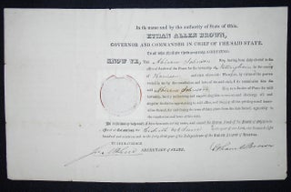 Item #009614 Justice of the Peace Commission for Abiram Johnson signed by Gov. Ethan Allen Brown...