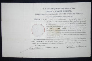 Item #009614 Justice of the Peace Commission for Abiram Johnson signed by Gov. Ethan Allen Brown...