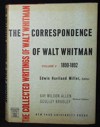 Item #009768 The Correspondence: Volume V 1890-1892; Edited by Edwin Haviland Miller. Walt Whitman