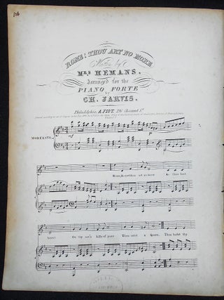 Item #010106 Rome! Thou Art No More; Written by Mrs. Hemans; Arranged for the piano forte by Ch....