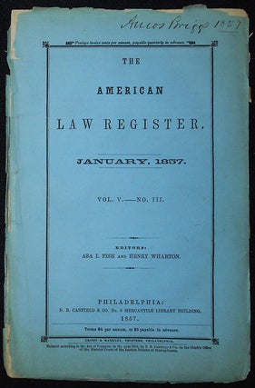 Item #010181 The American Law Register -- January, 1857 Vol. 5 No. 3