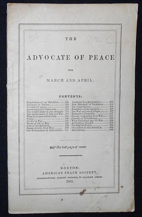 Item #010194 The Advocate of Peace for March and April 1863