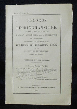 Item #010849 Records of Buckinghamshire, or Papers and Notes on the History, Antiquities, and...