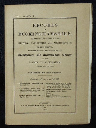 Item #010851 Records of Buckinghamshire, or Papers and Notes on the History, Antiquities, and...