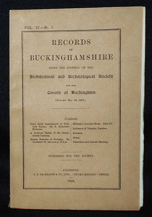 Item #010852 Records of Buckinghamshire, Being the Journal of the Architectural and...