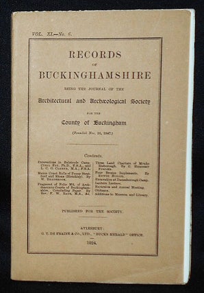 Item #010853 Records of Buckinghamshire, Being the Journal of the Architectural and...
