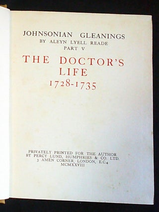 Johnsonian Gleanings Part V: The Doctor's Life 1728-1735