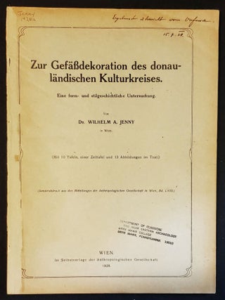 Item #011580 Zur Gefässdekoration des Donauländischen Kulturkreises: Eine Form- und...