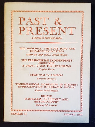 Item #011689 The Madrigal, the Lute Song and Elizabethan Politics in Past & Present: A Journal of...
