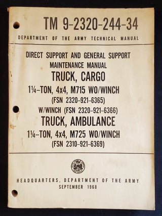 Item #011752 Department of the Army Technical Manual TM 9-2320-244-34: Direct Support and General...