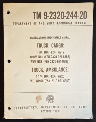 Item #011763 Department of the Army Technical Manual TM 9-2320-244-20: Organizational Maintenance...