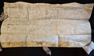 Item #011991 1 handwritten vellum indenture involving the property on the kings highway known as...
