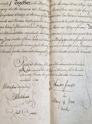 1795 Deed for sale of lot on 2nd St. in the Northern Liberties (Philadelphia) by Mary Mentzer Jones to John Nicholas Wagner